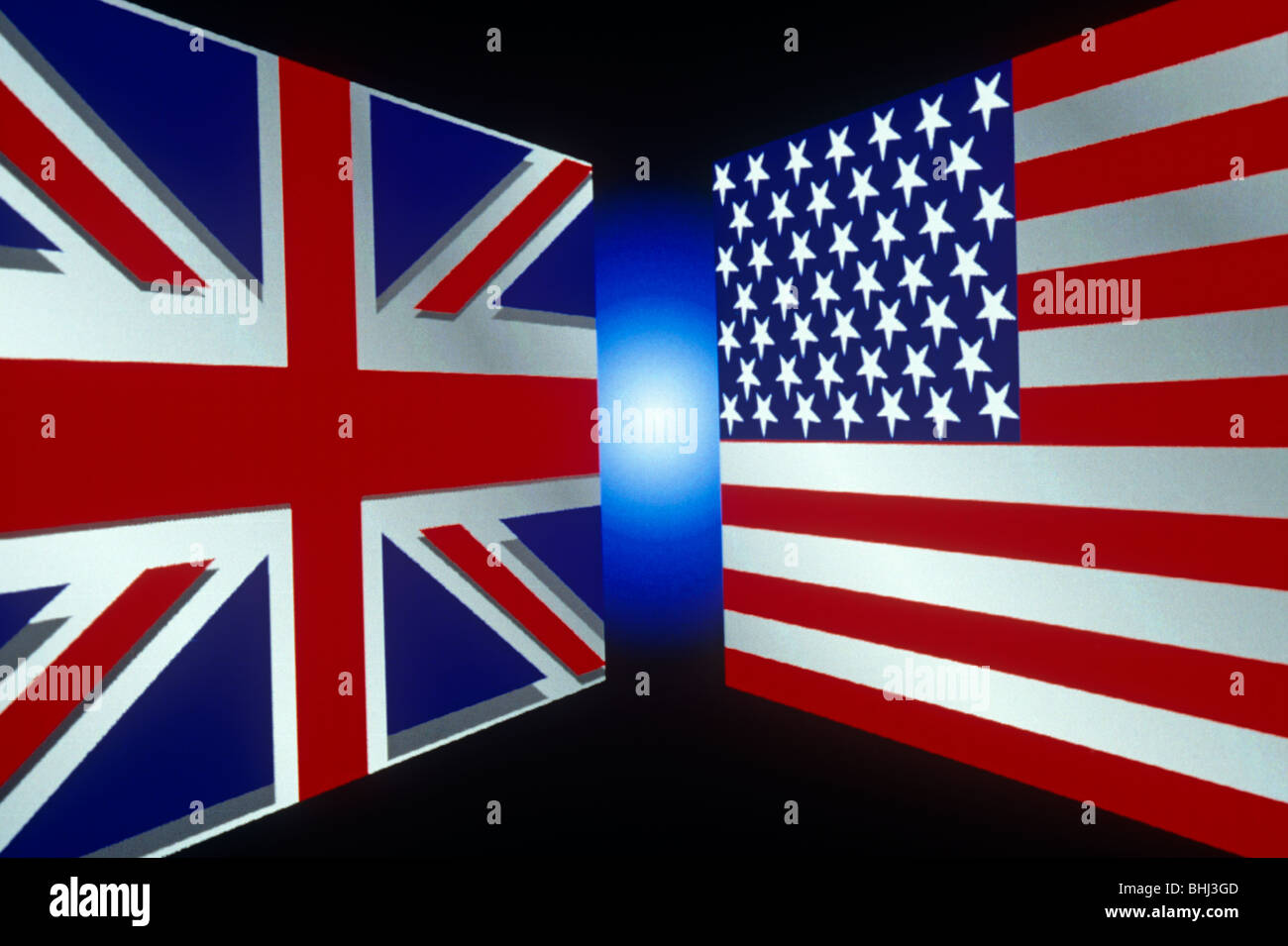 Illustration with USA/UK flags Stock Photo - Alamy