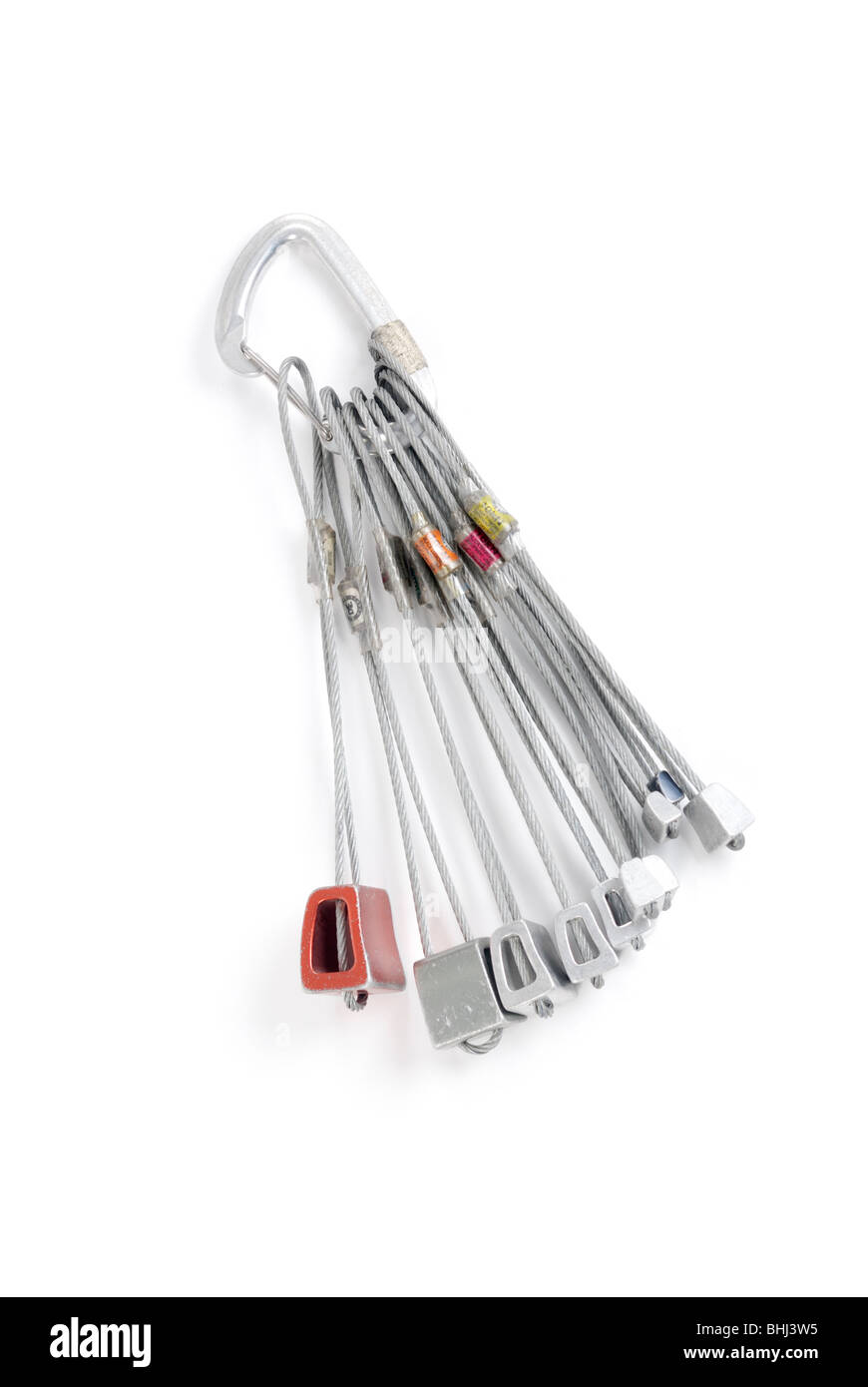 Rock climbing protection nuts of various sizes Stock Photo Alamy