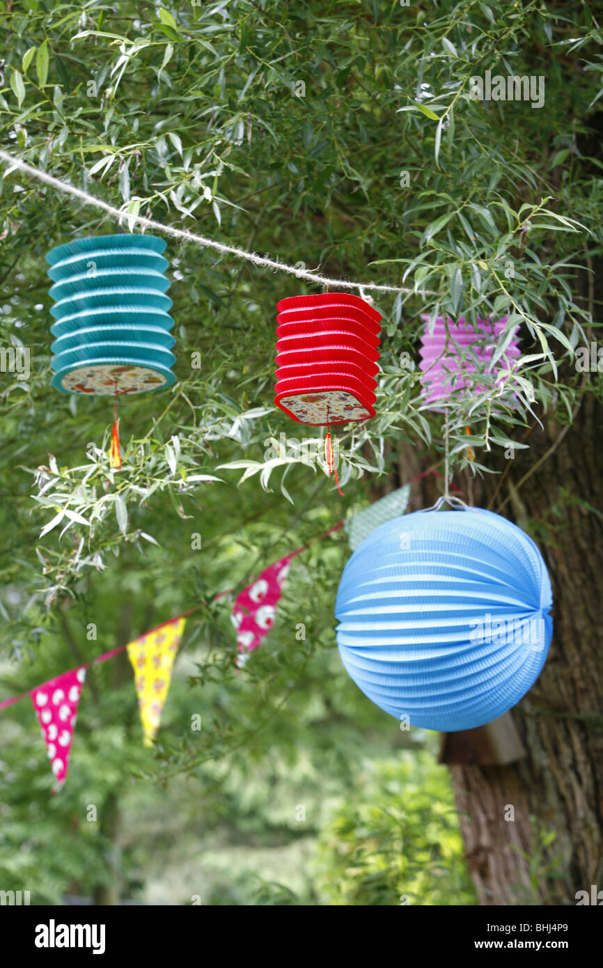 Paper lanterns hanging from a tree Stock Photo Alamy