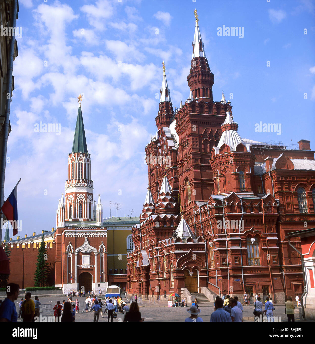 State Historical Museum and The Nikolskaya (St Nicholas's) Tower, Red Square, Moscow, Central Federal District, Russia Stock Photo