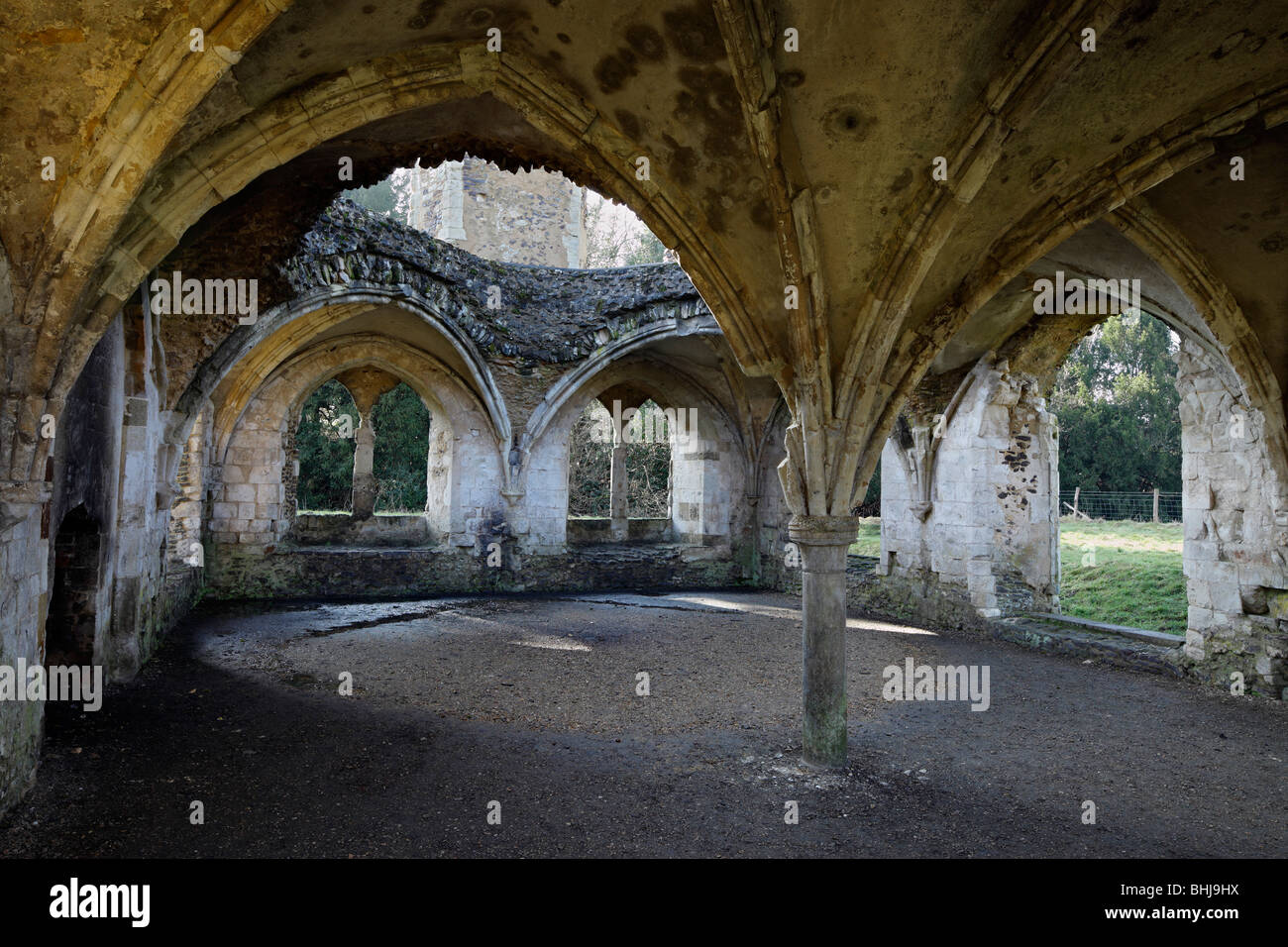 The ruins of Waverley Abbey. Stock Photo