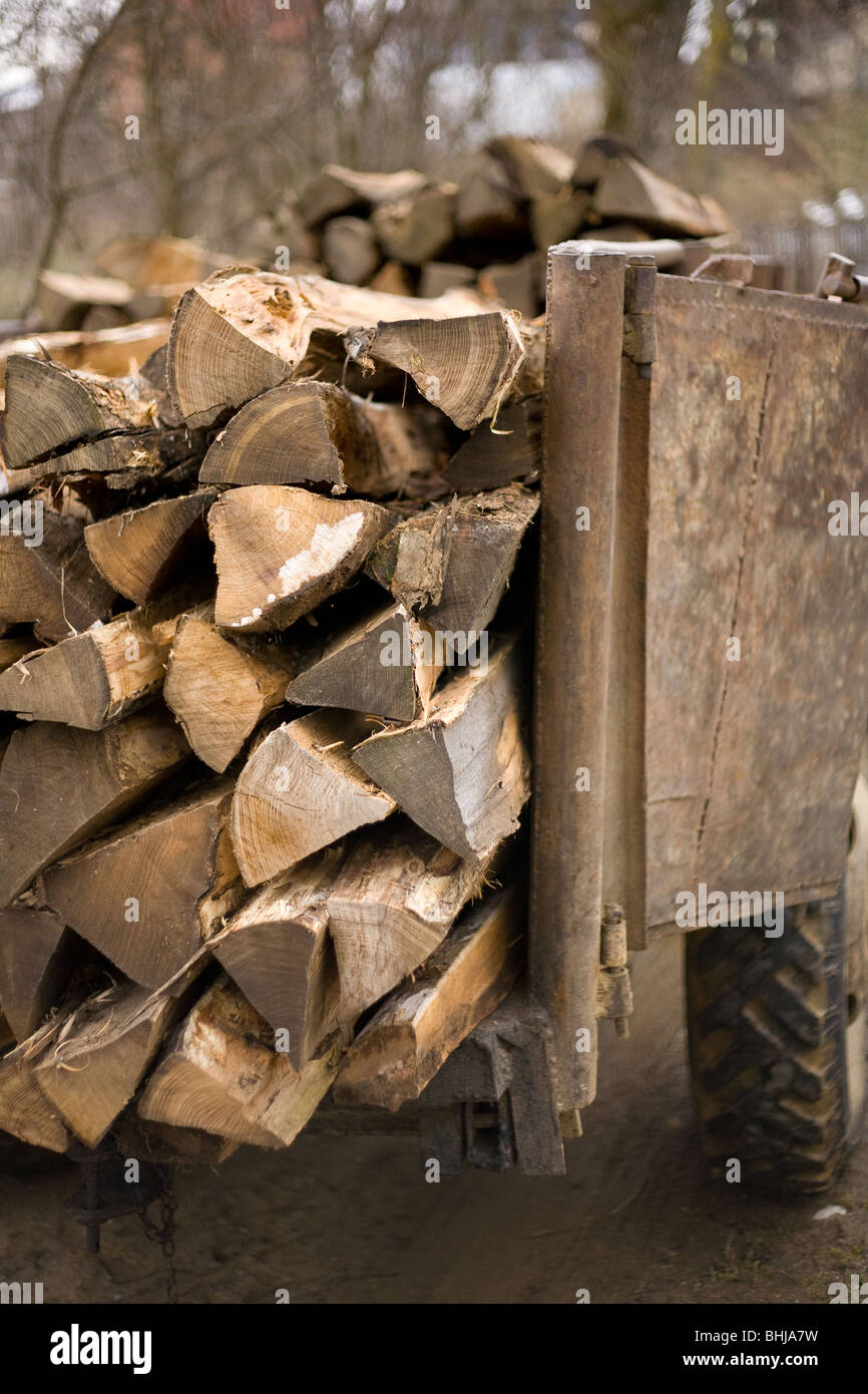 Logs loaded in a rusty trailer Stock Photo - Alamy