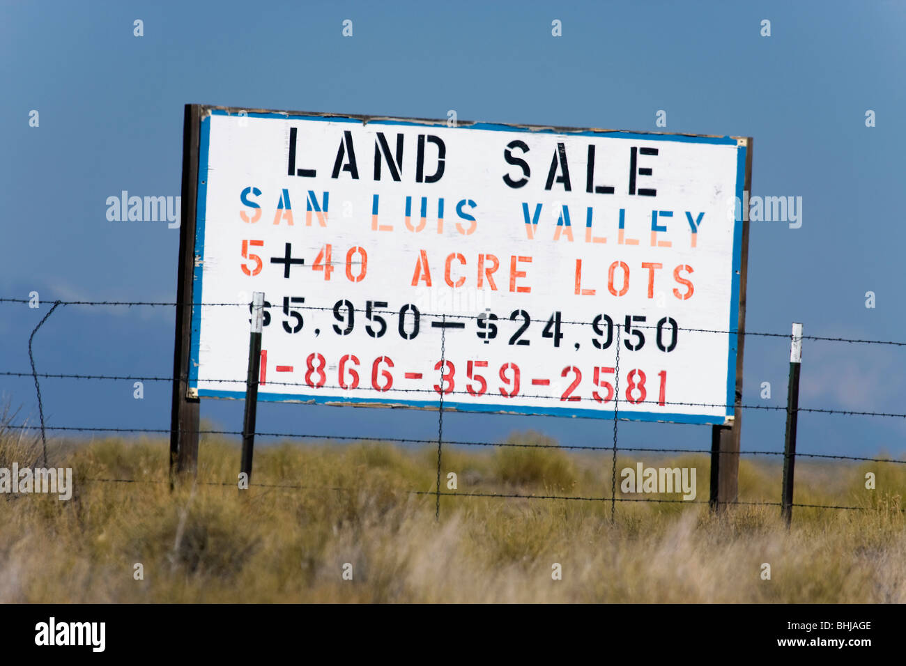 A land for sale sign in the San Luis Valley, Colorado Stock Photo Alamy