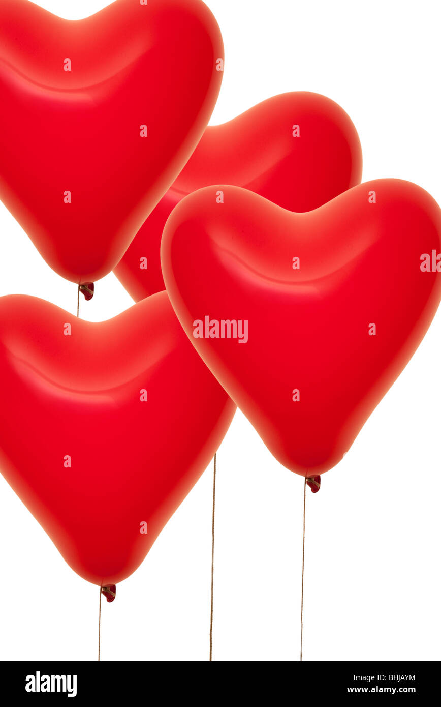 red heart shape balloons Stock Photo