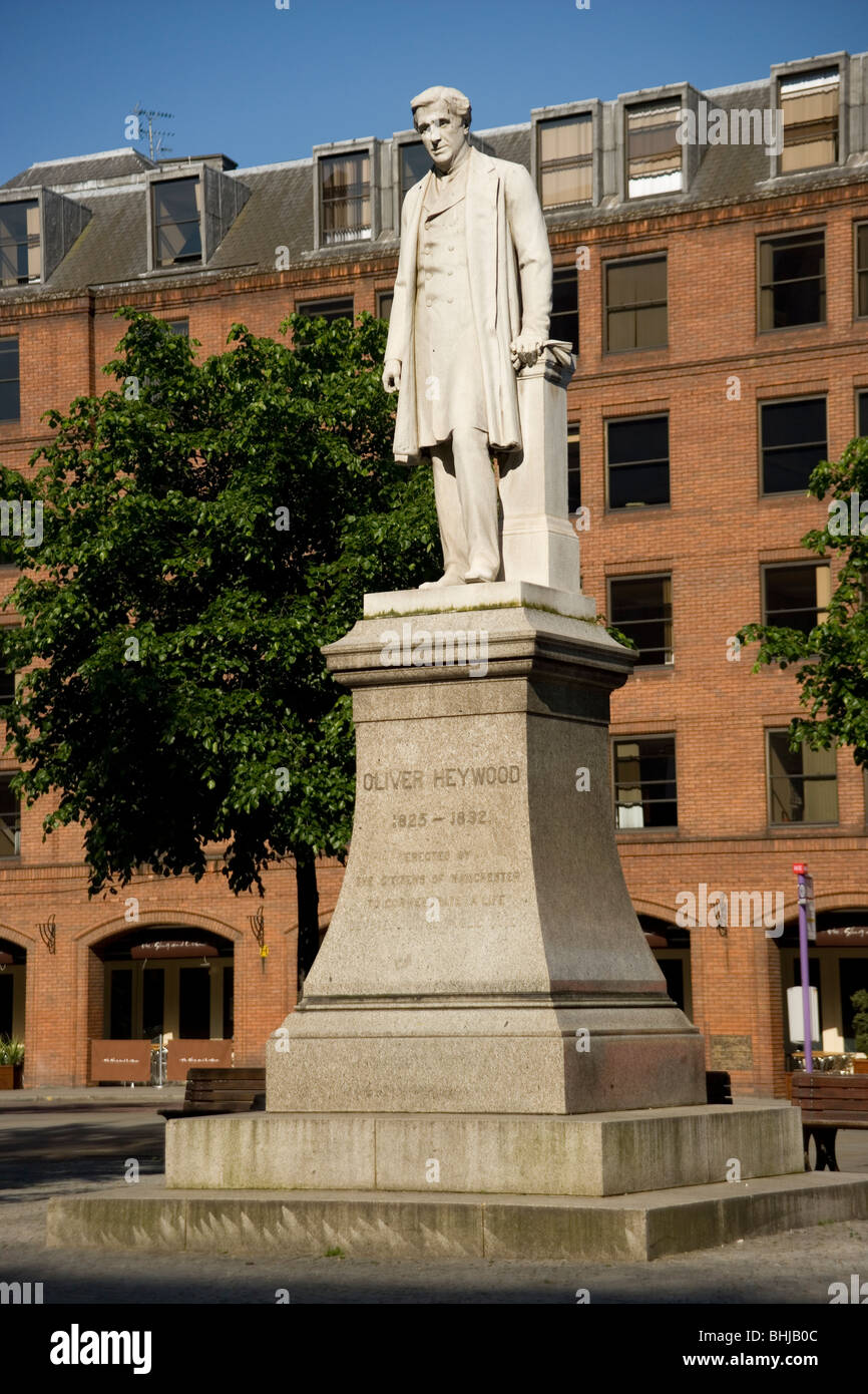Statue of Oliver Heywood in Albert Square Manchester Stock Photo