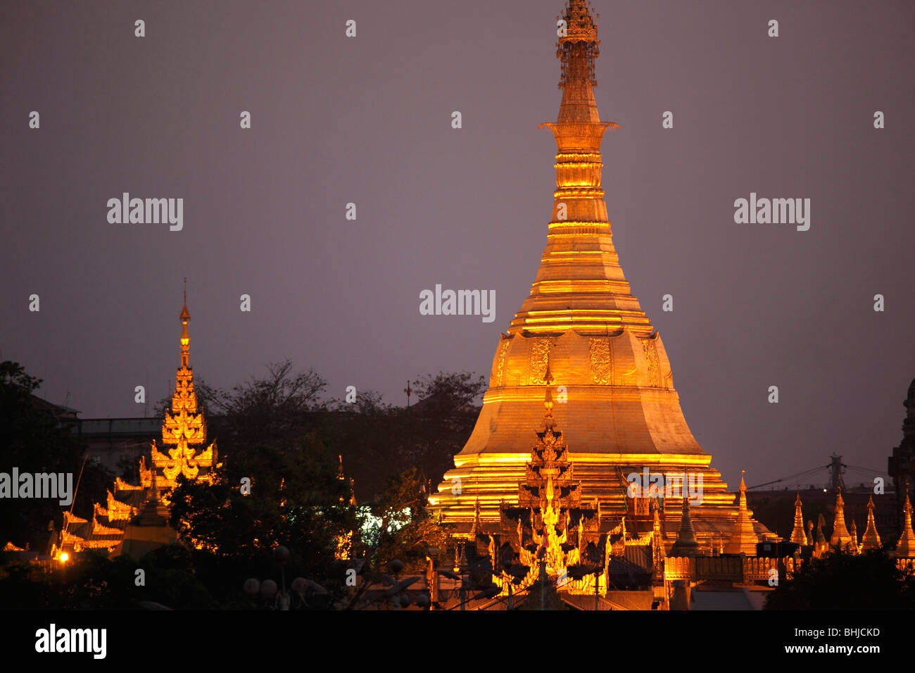 Myanmar, Burma, Yangon, Rangoon, Sule Pagoda Stock Photo