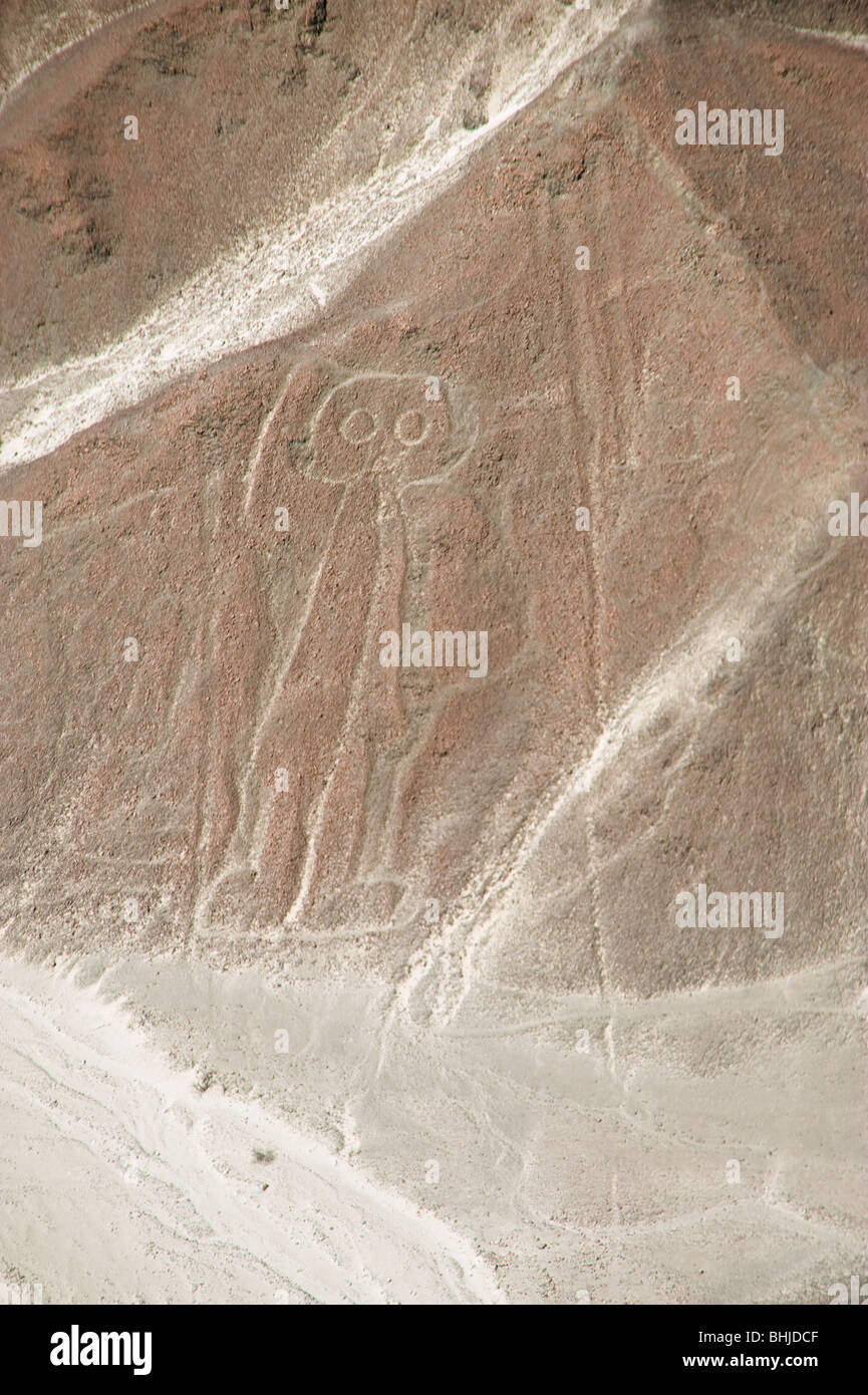 An aerial view of part of the Nazca Lines in Peru Stock Photo