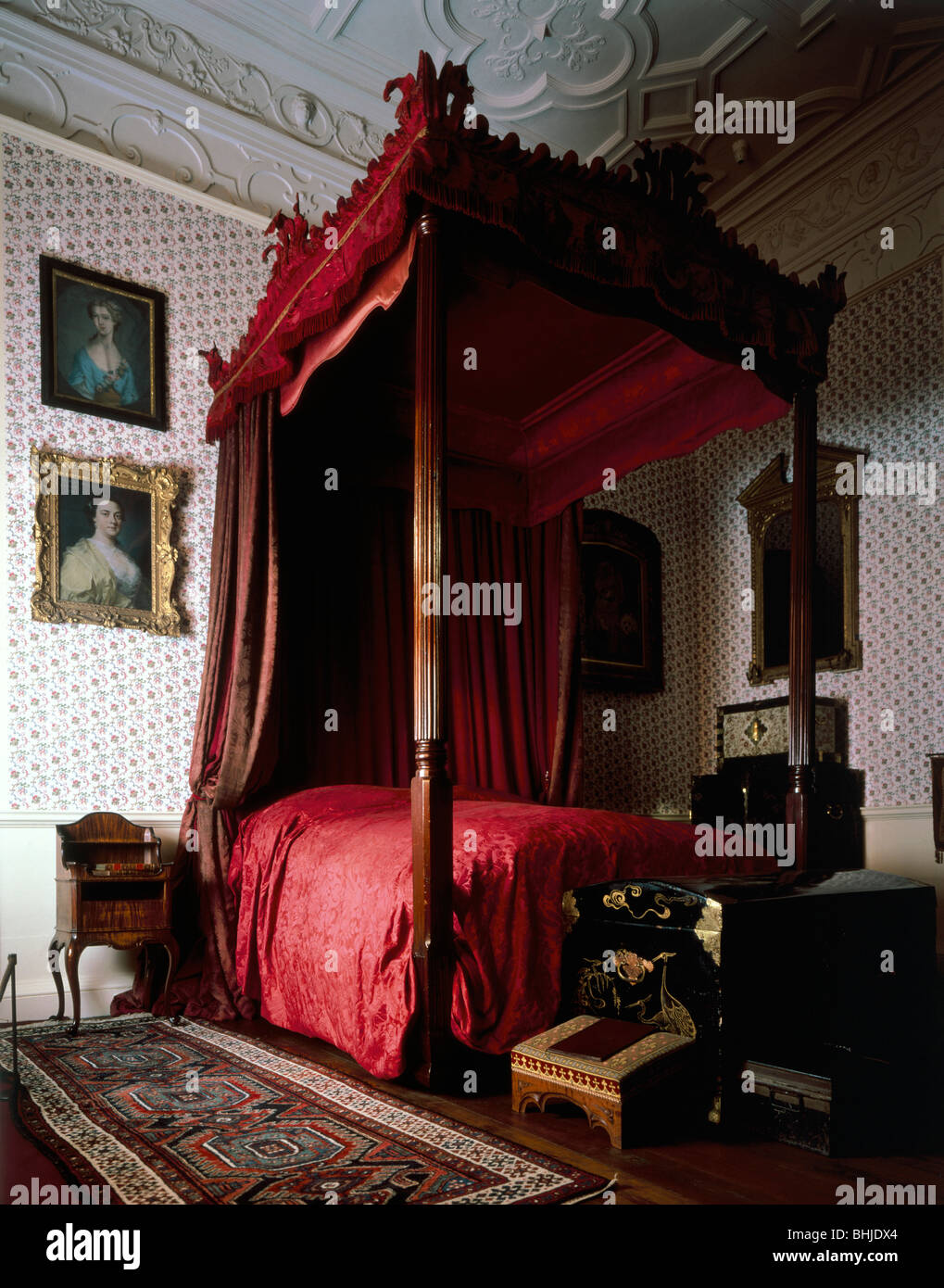 The Neville bedroom, made in 1766, Audley End House, Essex, 1986