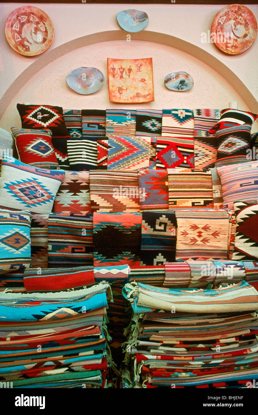 Weaving, pottery, blankets, handicrafts and colorful Indian artwork