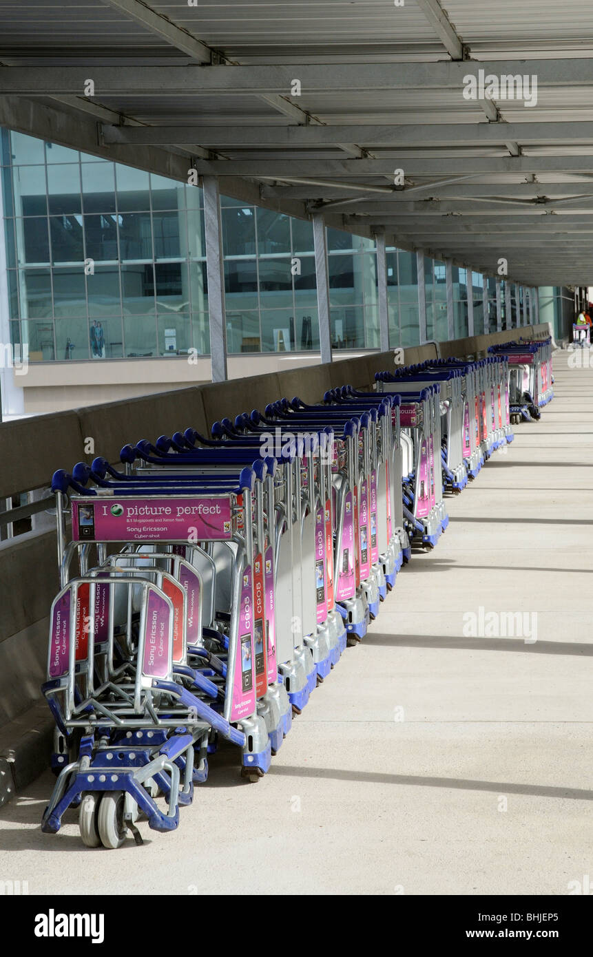 Luggage trolleys stacked at cape Town International Airport South