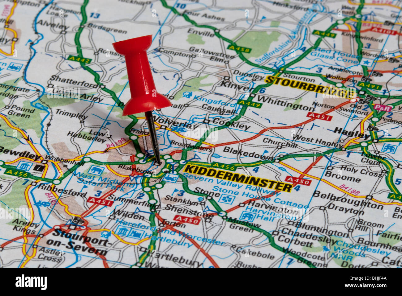 Map Of Kidderminster And Surrounding Area Kidderminster Map High Resolution Stock Photography And Images - Alamy