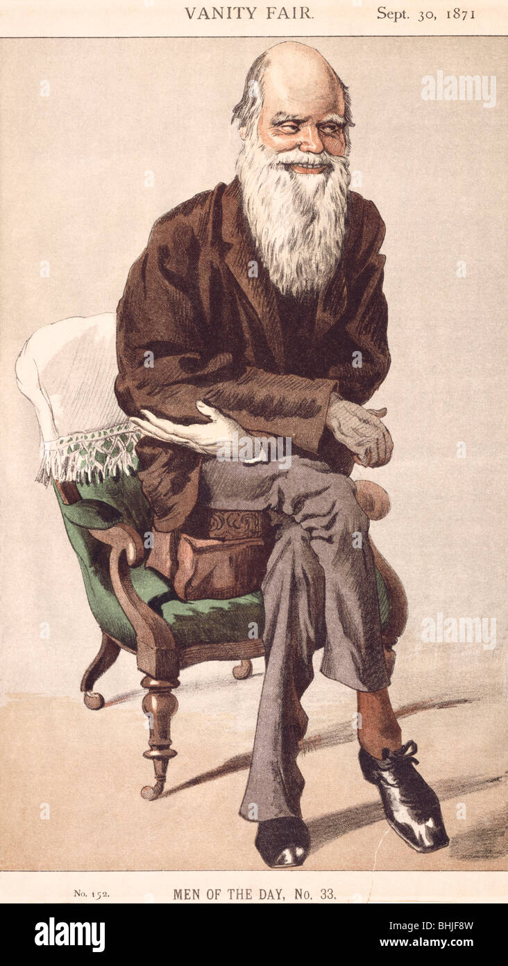 Cartoon of Charles Darwin, 1871. Artist: Unknown Stock Photo