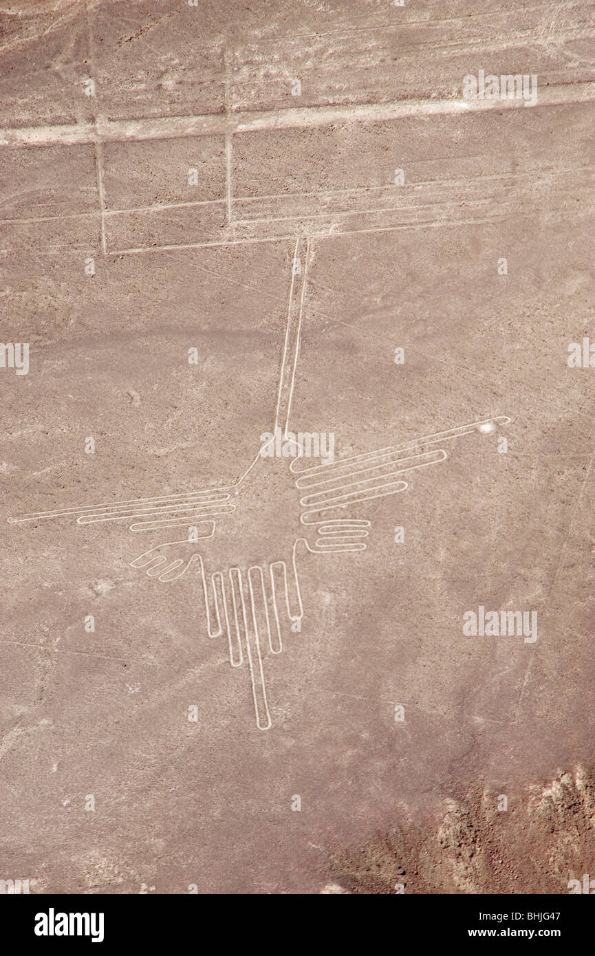 An aerial view of part of the Nazca Lines in Peru Stock Photo