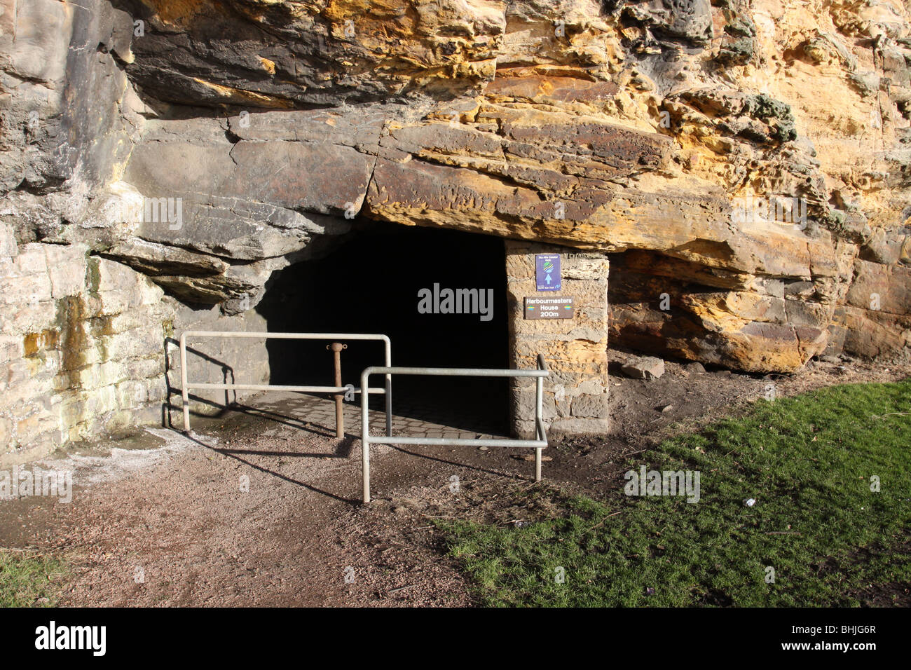 entrance to tunnel leading to Dysart on Fife Coastal path Scotland