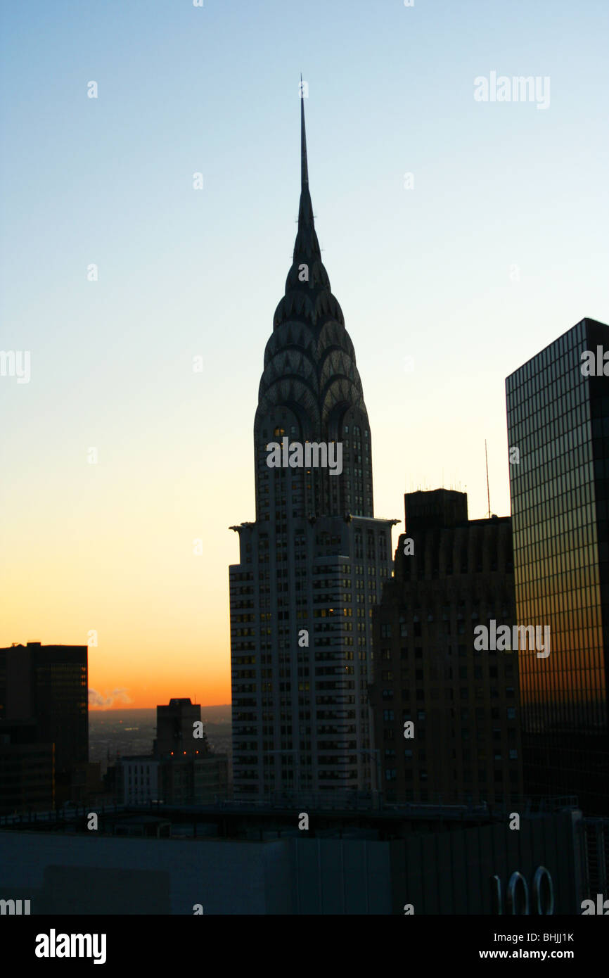 Sunrise in New York City - Chrysler Building Stock Photo