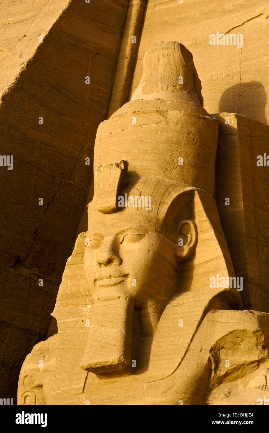 Detail on Temple of Ramesses II, Abu Simbel, Egypt Stock Photo