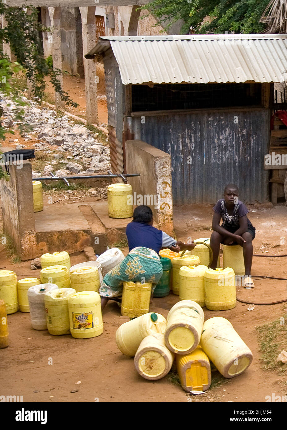 Collecting Water, Mombasa, Kenya, Africa Stock Photo Alamy