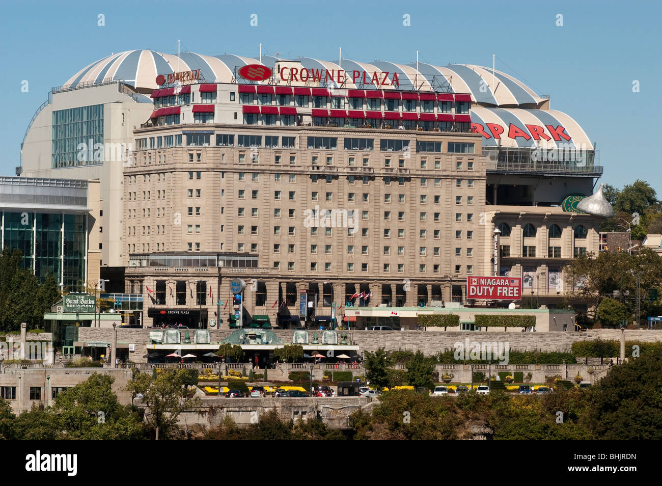 Crowne Plaza hotel  in Niagara Falls, Ontario, Canada as seen from the US side Stock Photo