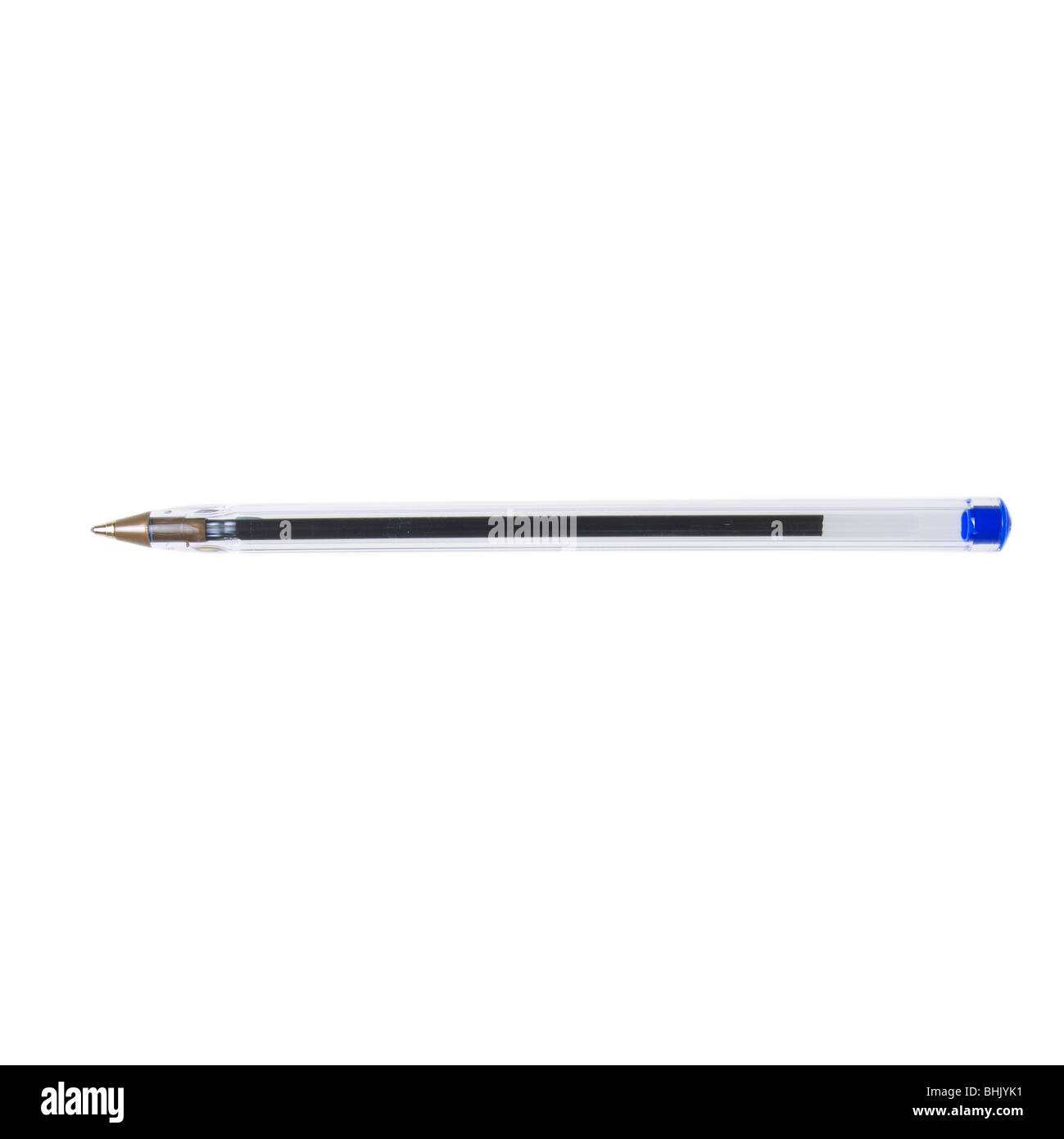 blue bic pen shot on a white background Stock Photo