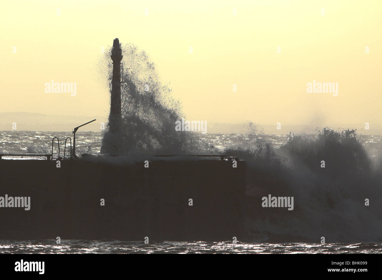 Waves at Anstruther Harbour Fife Scotland Stock Photo