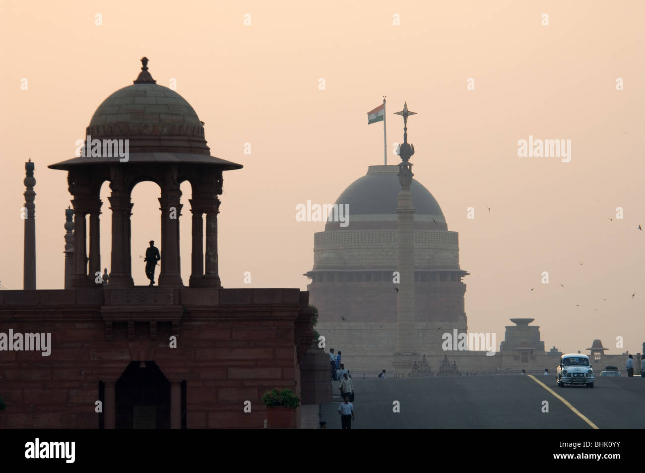 Lutyens' architecture of India's government buildings along Raj Path Stock Photo
