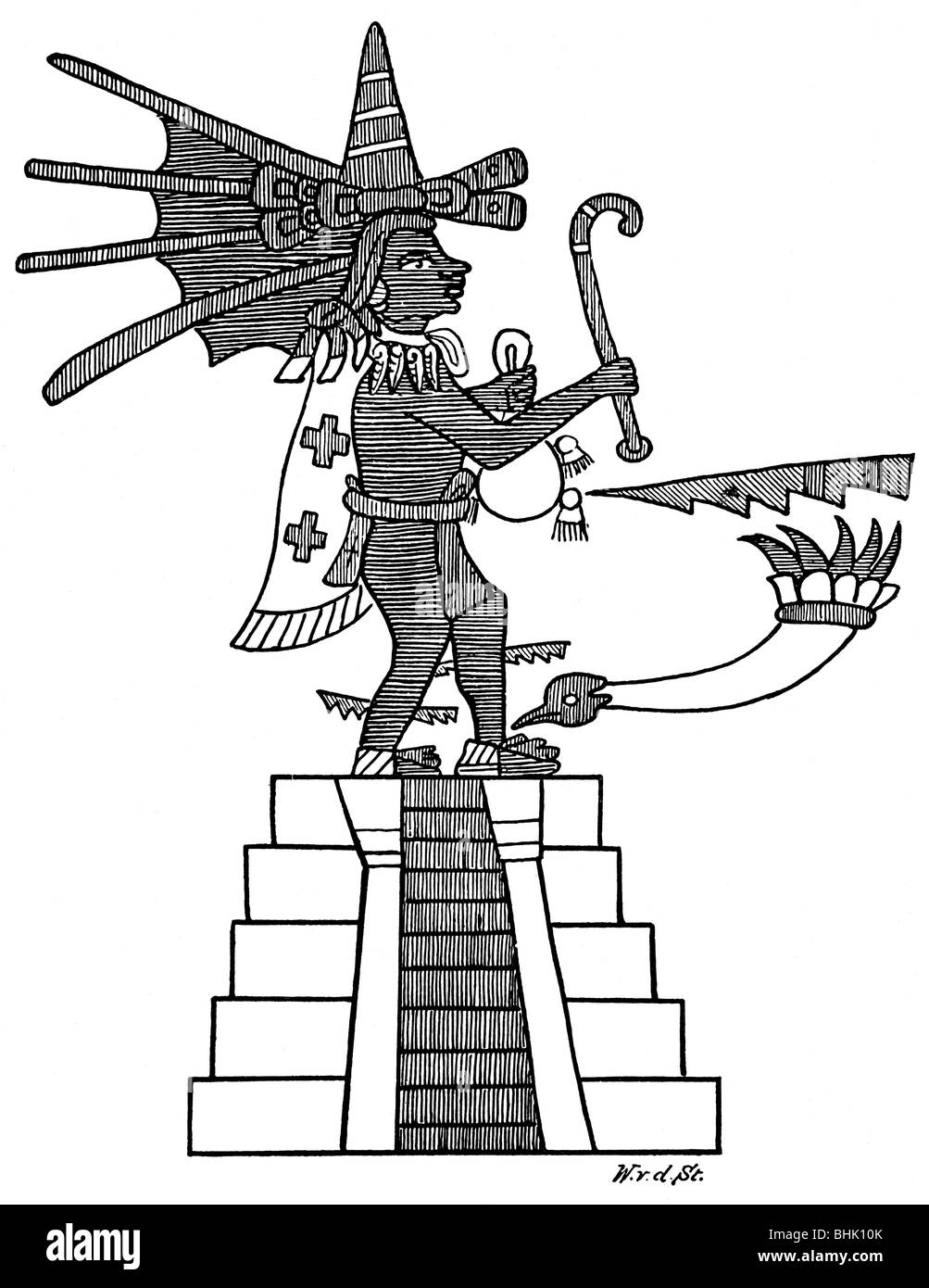 geography / travel, Mexico, Aztec Empire, religion, temple with wind god Quetzalcoatl, historic, historical, Central America, ziggurat, zikkurat, ziggurats, zikkurats, building, buildings, architecture, deity, Aztecs, deity, deities, divinity, divinities, CEAM, male, man, people, men, Stock Photo