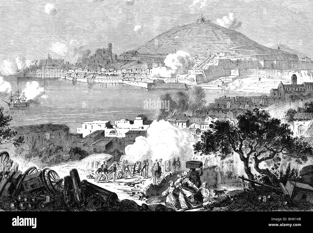 events, 'Expedition of the Thousand', 1860, siege of Gaeta, 5.11.1860 - 12.2.1861, wood engraving, 19th century, , Stock Photo