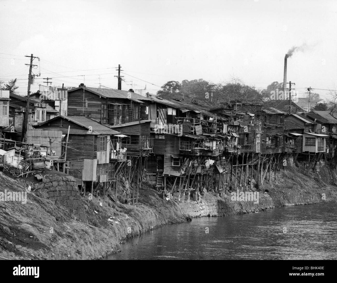 Geography Travel Japan Kumamoto City Views Cityscapes Poor Housing And Environmental Pollution In The Burakumin District 1971 Stock Photo Alamy
