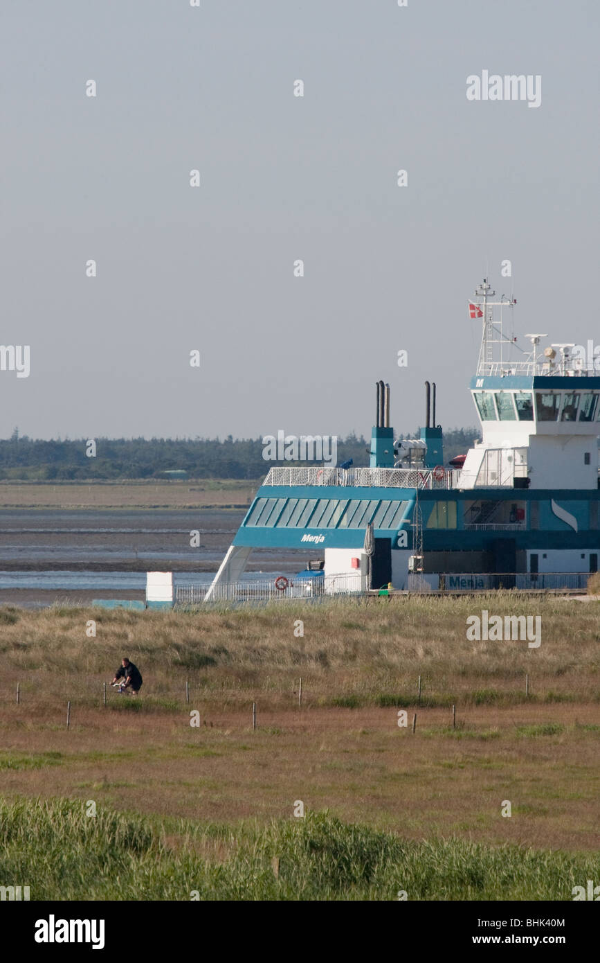 A ferry approaching Fanø. Stock Photo