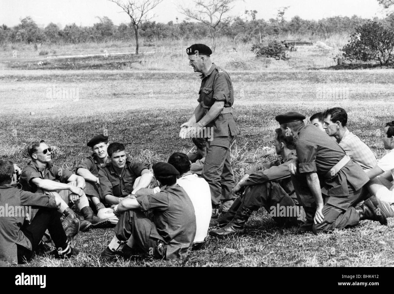 military, Congo, army, mercenaries, training, instruction by Major Michael 'Mad Mike' Hoare, Kamina, Katanga province, 24.9.1964, , Stock Photo