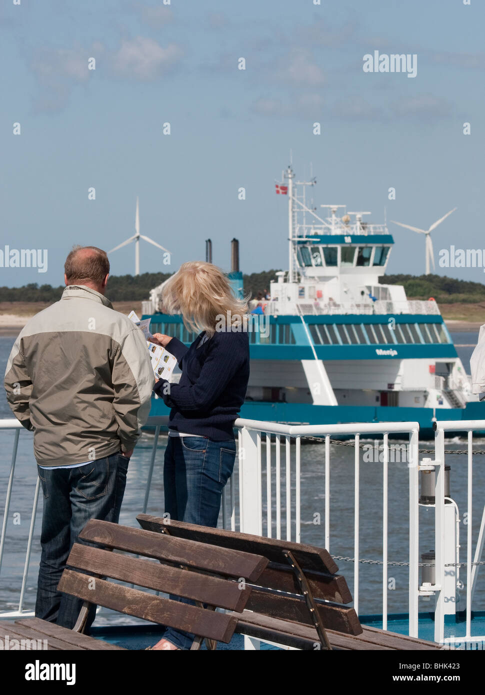 Passengers on a Danish domestic ferry. Stock Photo