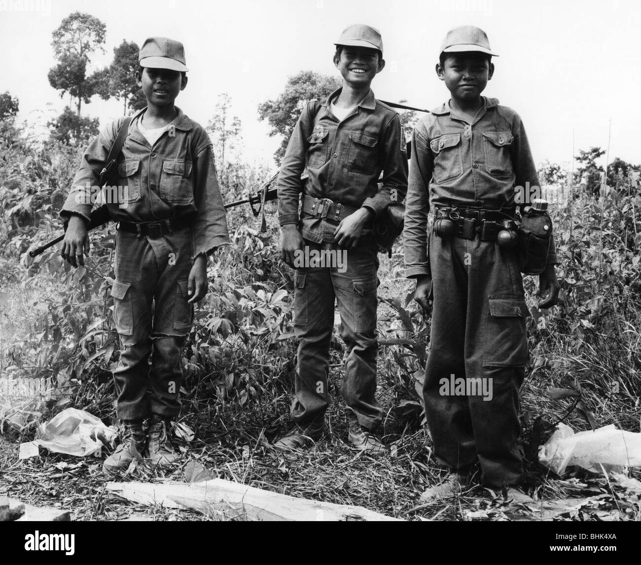 geography / travel, Laos, politics, young TIM soldiers, some of them only 13 years old, from Thakek, 1973, Stock Photo