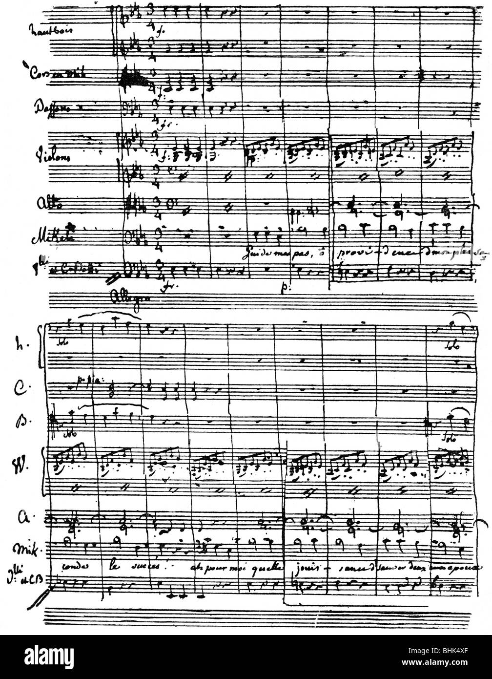 Cherubini, Luigi, 14.9.1760 - 15.3.1842, Italian composer, works, opera, 'The Two Days, or The Water Carrier' ('Le deux journees ou Le porteur d'eau'), 1800, score, , Stock Photo