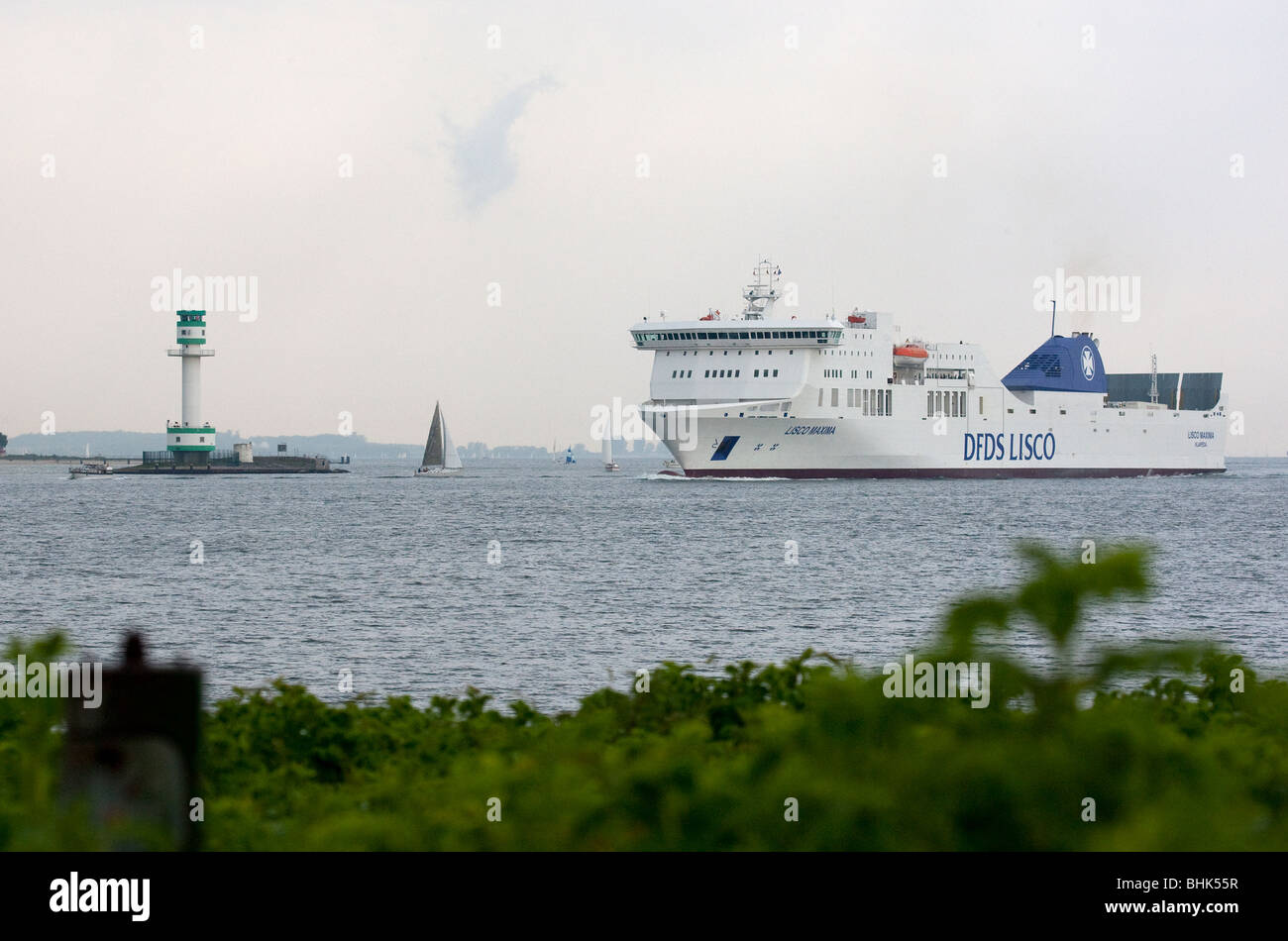 The DFDS Lisco ferry Lisco Maxima approaches Kiel. Stock Photo