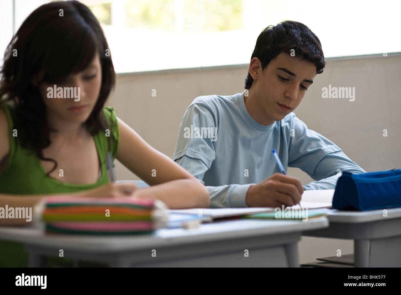 High school students doing classwork Stock Photo