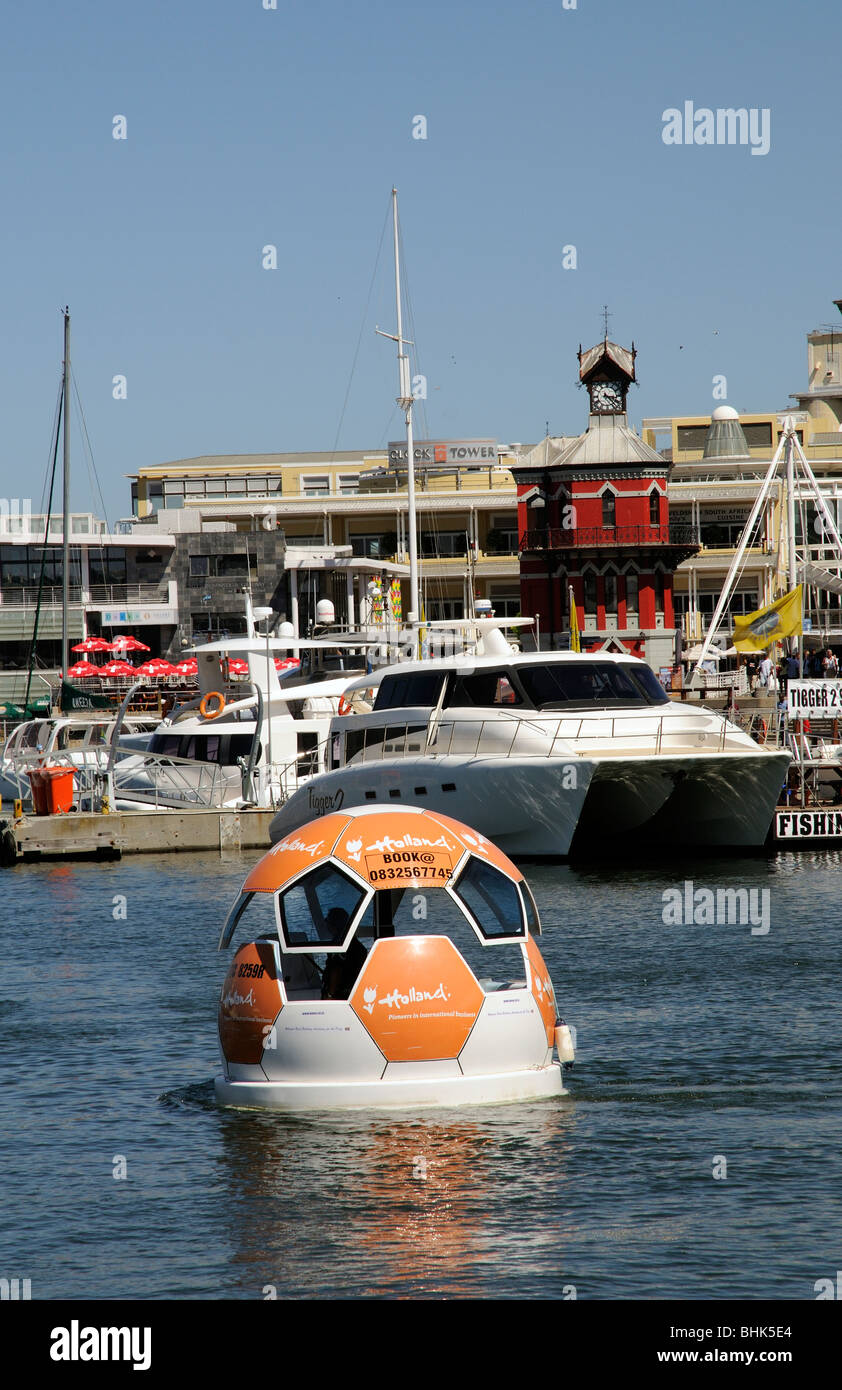 Floating soccer ball on a harbour tour at the V&A waterfront in Cape