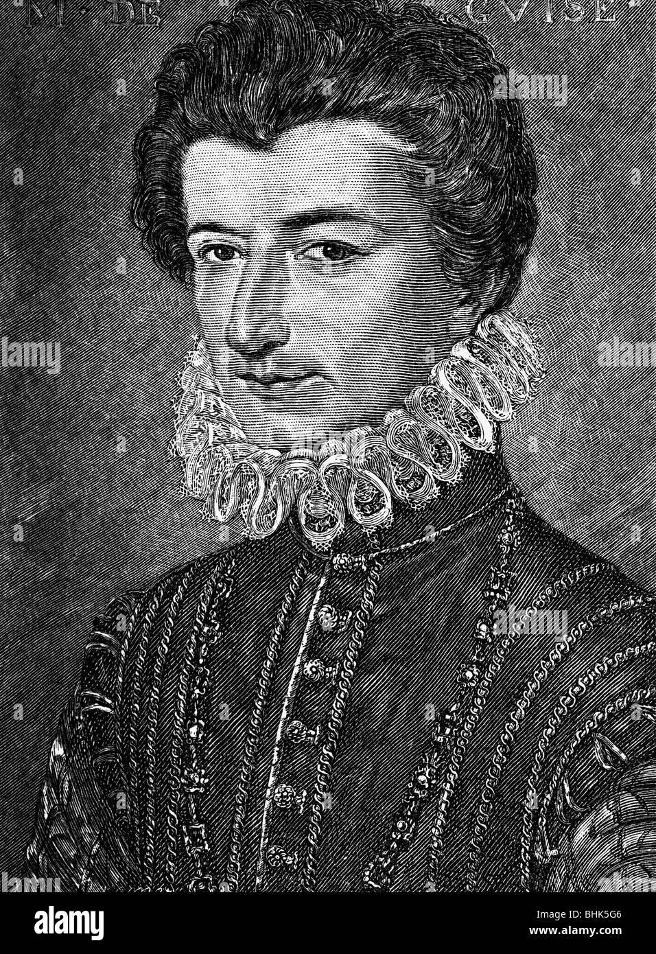 Guise, Henry I Duke of, 31.12.1550 - 23.12.1588, French politician, portrait, wood engraving, 19th century, , Stock Photo