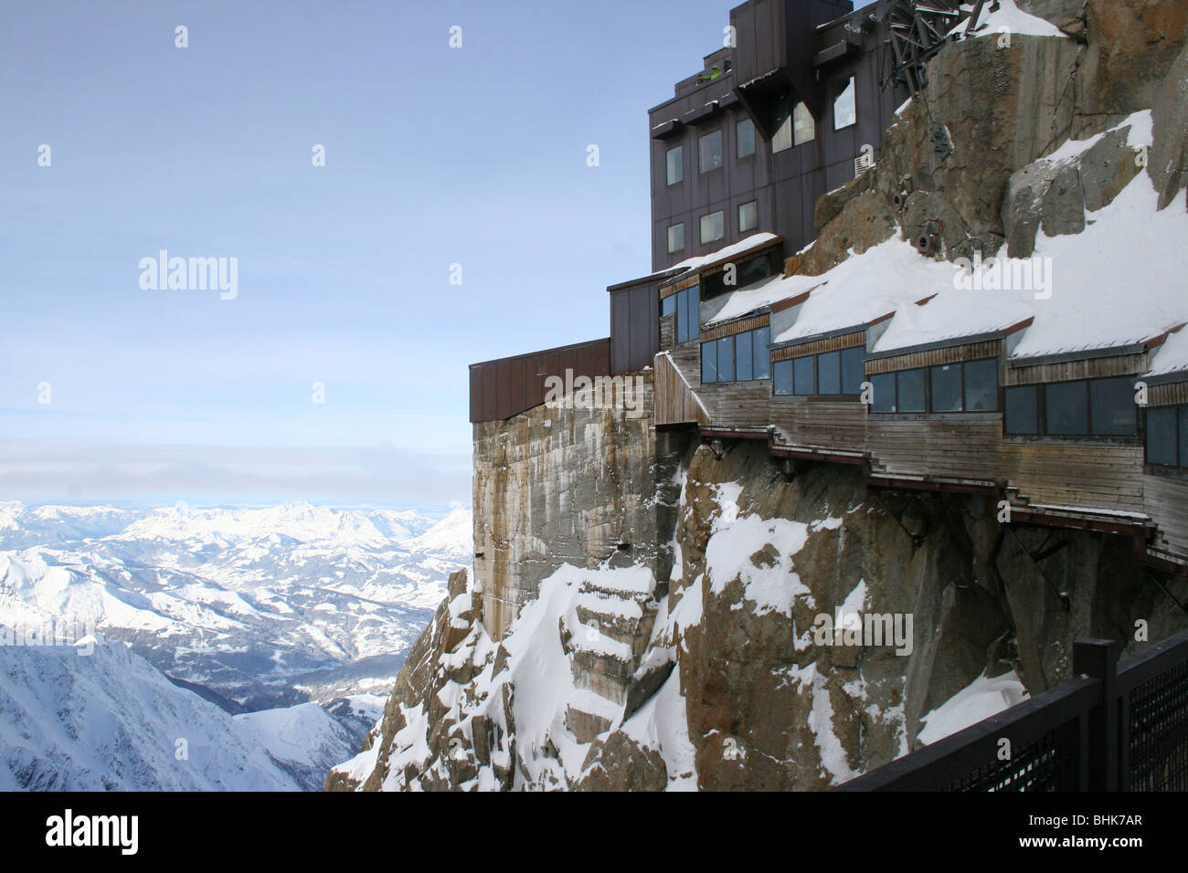 View of the mountain top platform on the Aiguille du Midi part of the ...