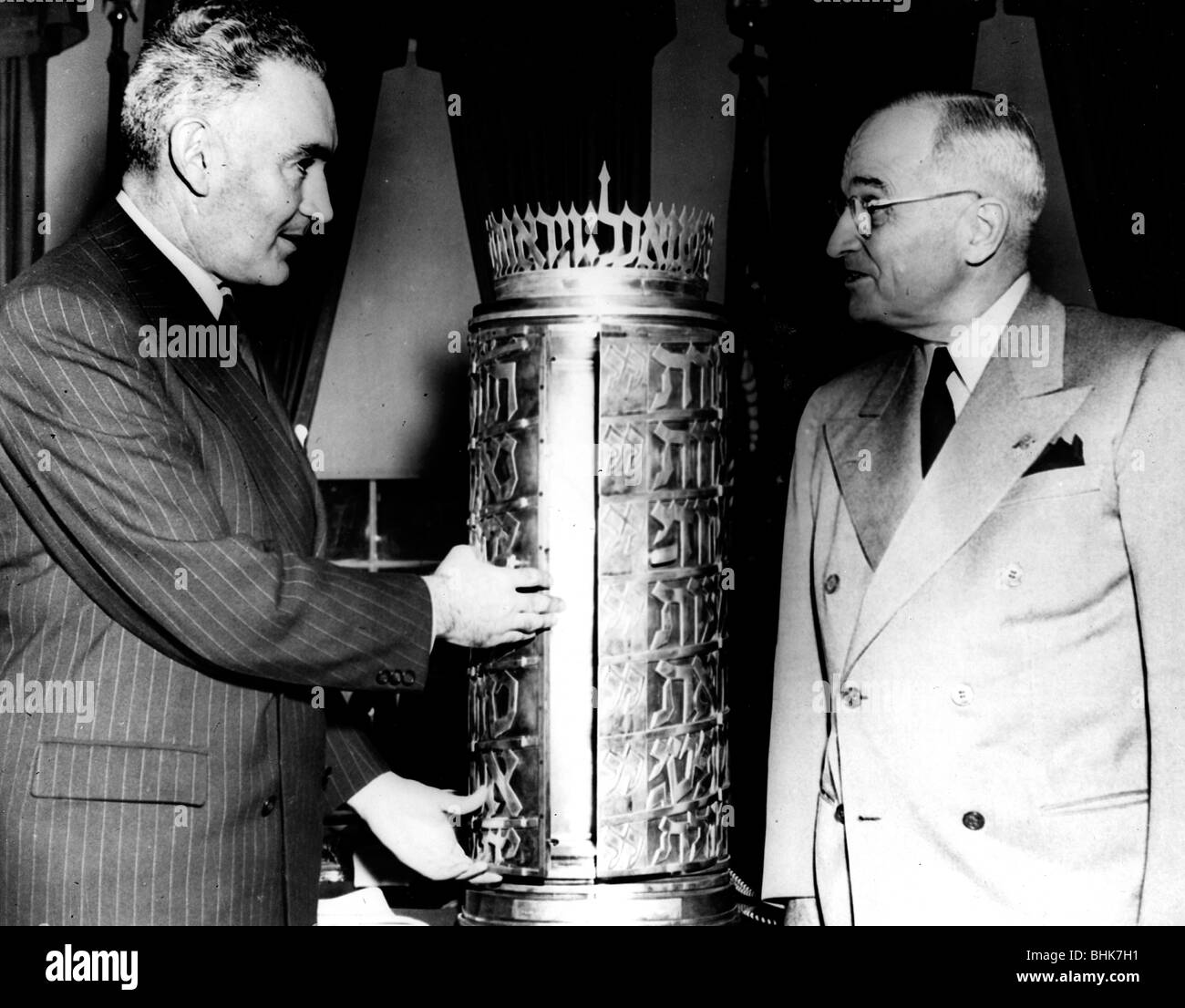 Ambassador Elath makes presentation to President Harry Truman. Artist: Unknown Stock Photo