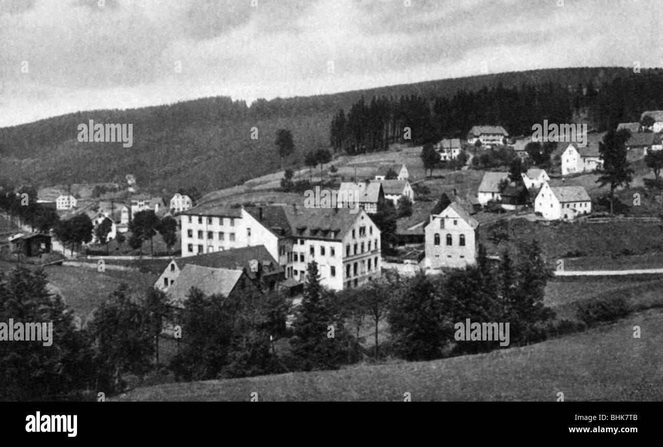 geography / travel, Germany, Joehstadt, town views / townscapes, view of the district Schmalzgrube, early 20th century, historic, historical, panoramic, Europe, architecture, house, houses, buildings, Erzgebirge (Ore Mountains), Saxony, Johstadt, Jöhstadt, 1900s, 1910s, Stock Photo