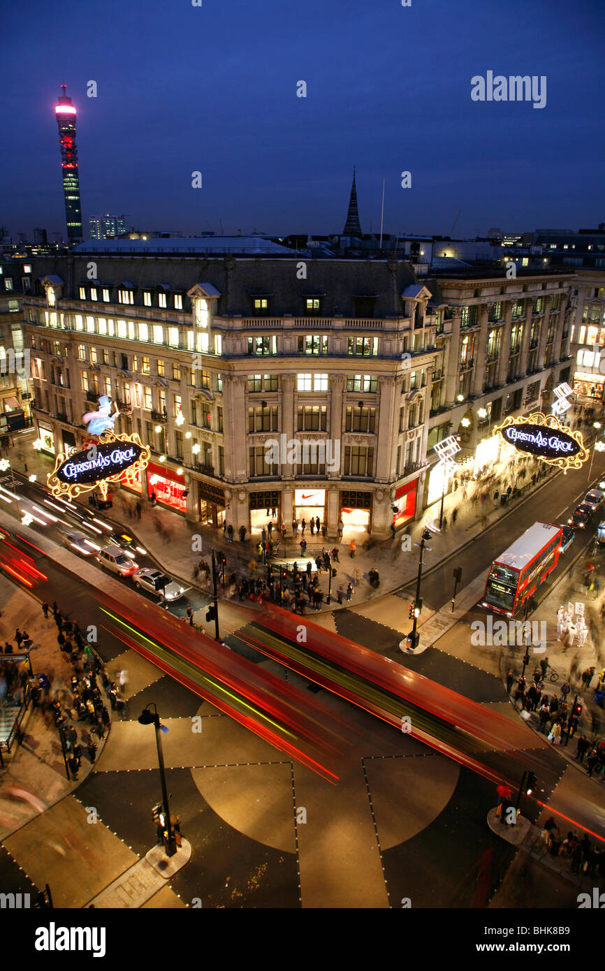 Rooftop view of Oxford Circus and Telecom Tower, West End, London, UK Stock Photo