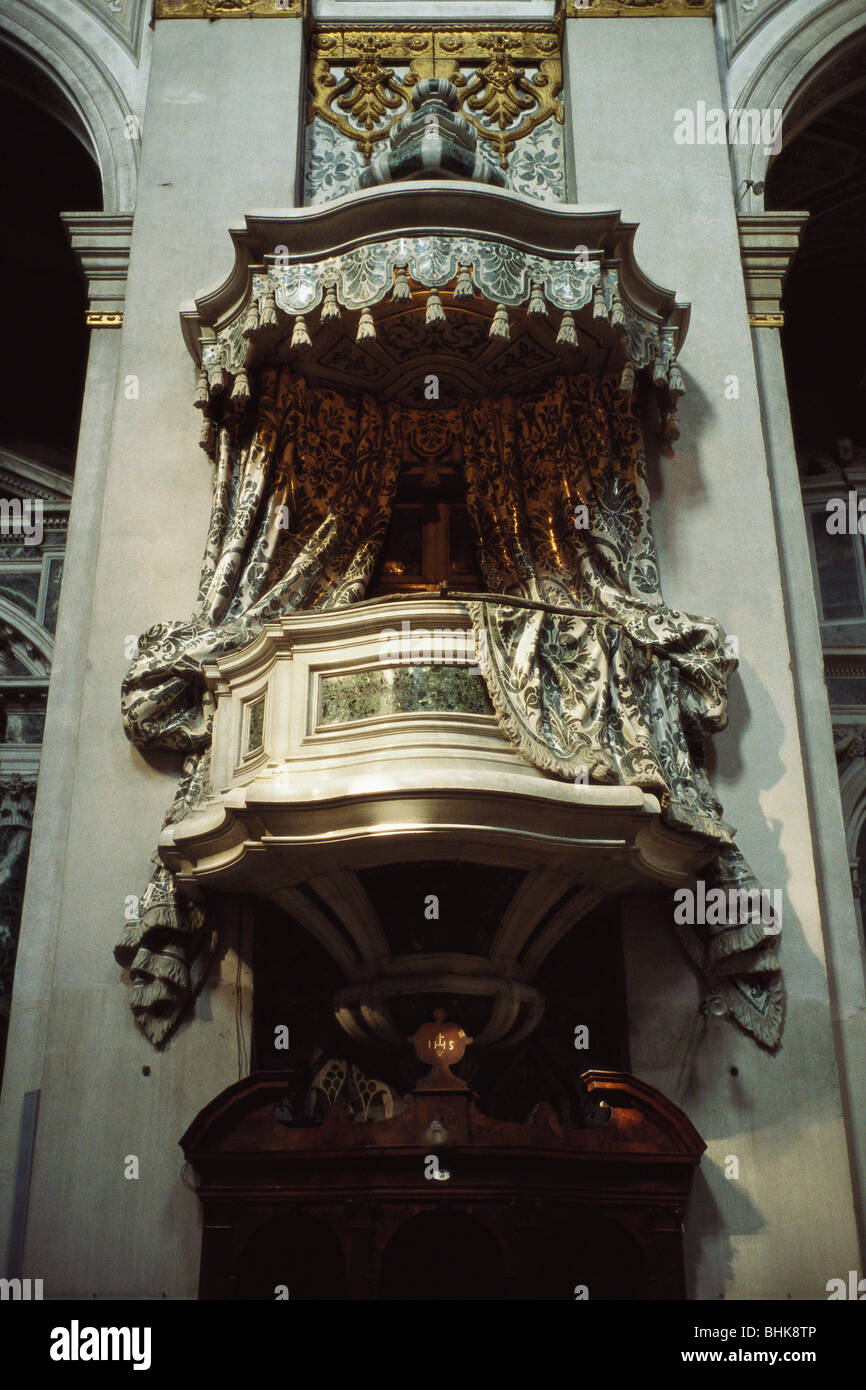 Venice Italy The Carved Marble Pulpit In The Church I Gesuiti