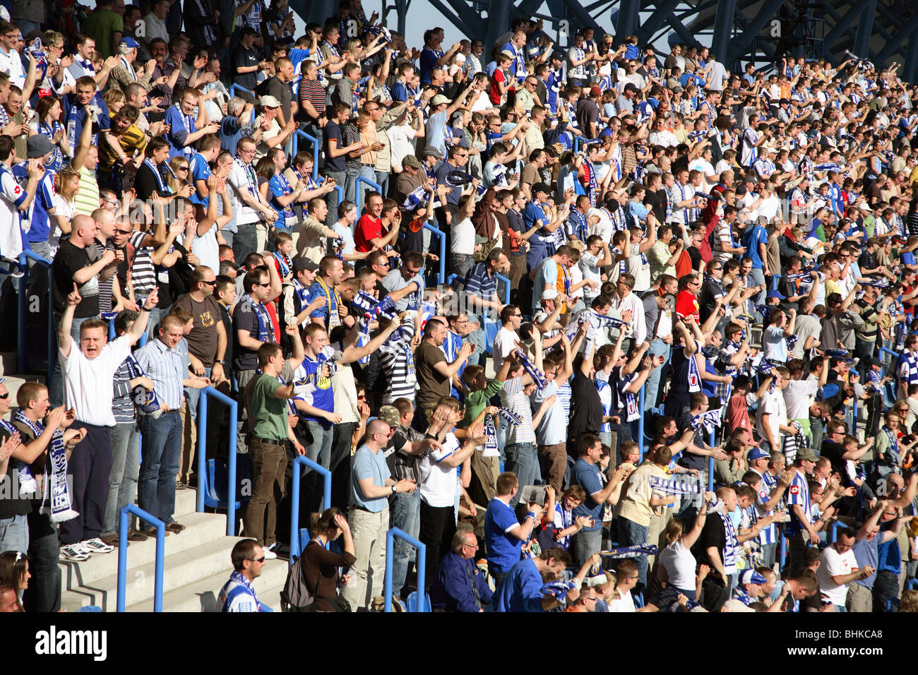Filled stands during a home game of Lech Poznan, Poland Stock Photo