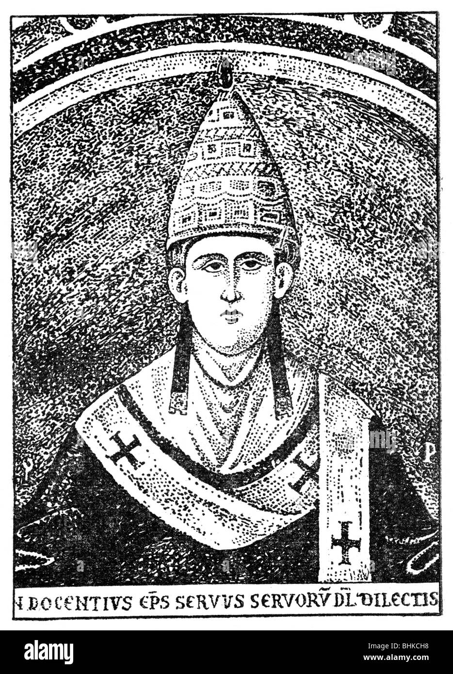 Innocent III (Lotario Count Segni), 1160/1161 - 16.7.1216, Pope 1.8.1198 - 16.7.1216, half length, drawing, USSR, 20th century, , Stock Photo