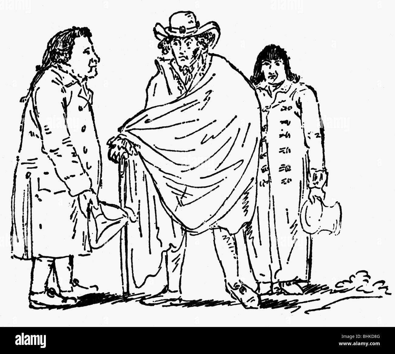 Hoffmann, E. T. A., 24.1.1776 - 25.6.1822, German author / writer, drawing, three men, Berlin, circa 1820,  , Stock Photo