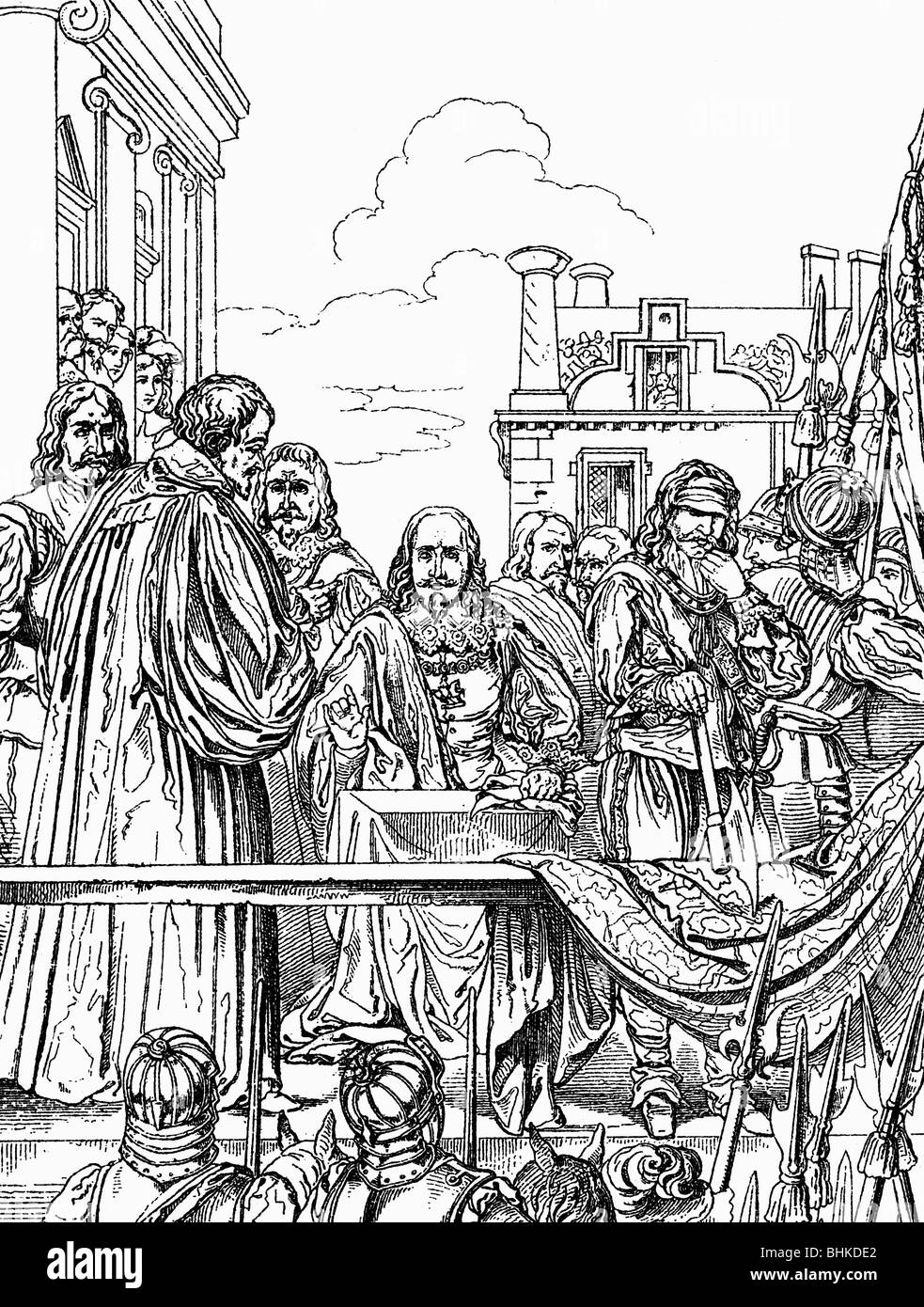 Charles I, 19.11.1600 - 30.1.1649, King of England 27.3..1625 - 30.1.1649, death, execution at Whitehall, wood engraving, 19th century,   , Stock Photo
