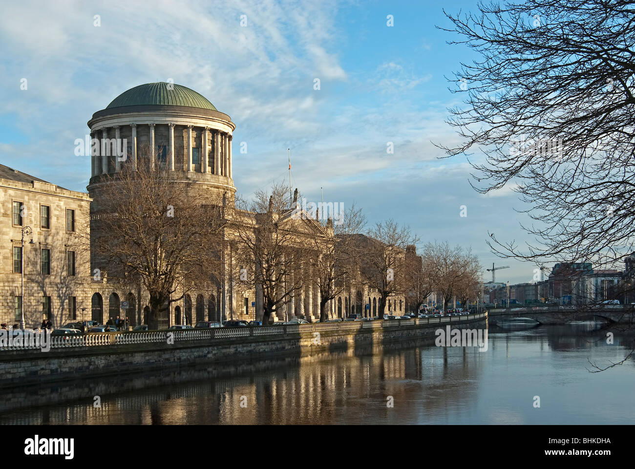 The Four Courts, Dublin, with River Liffey Stock Photo