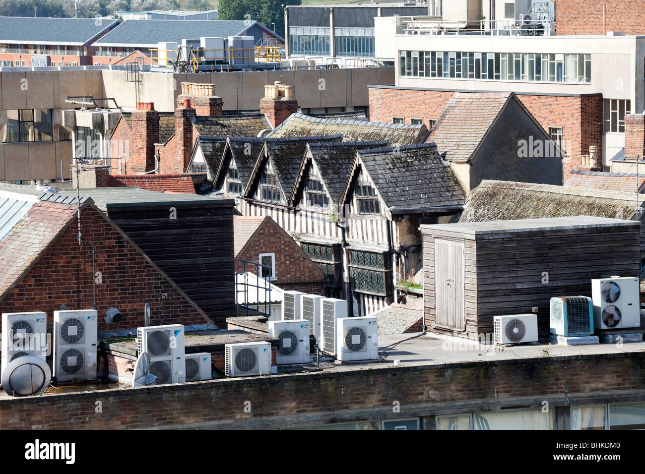The Tudor gables of Maverdine House, off Westgate Street, just visible