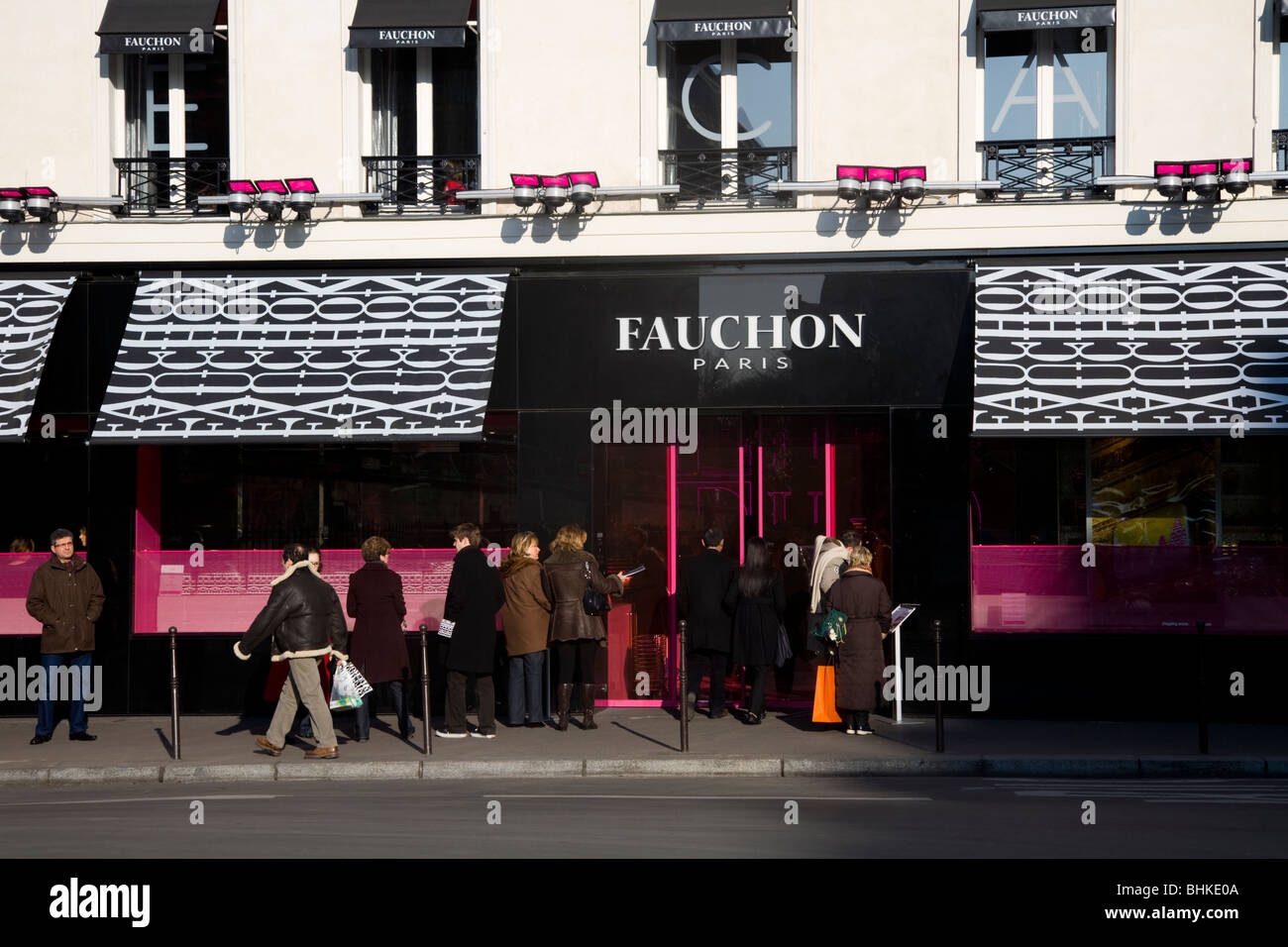Exterior of the Fauchon luxury shop / luxurious store / delicatessen. Place de la Madeleine 75008 Paris, France. Stock Photo