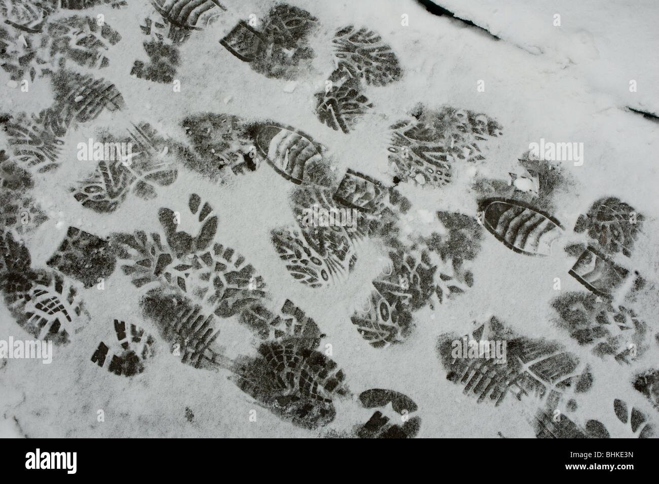 Footprints in new snow Stock Photo Alamy